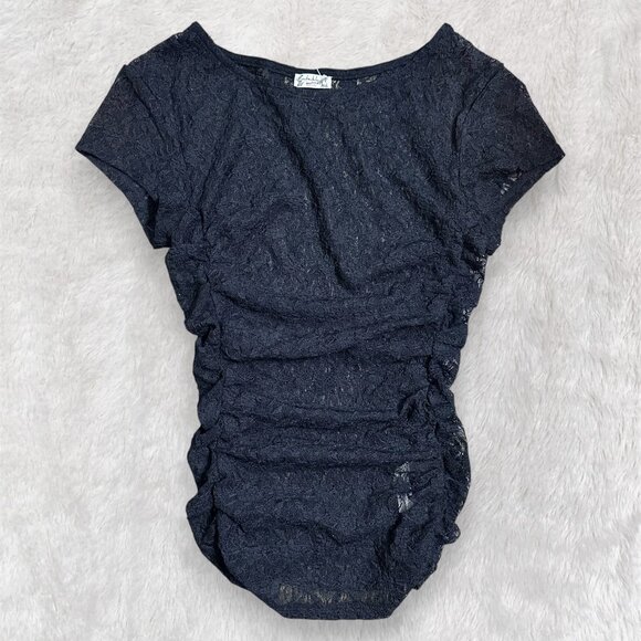 Free People Keep It Simple Lace Baby Tee | Black | Size XS | NWOT - Picture 3 of 6